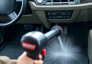 Customer using a powerful vacuum cleaner at a Whalom Wash station